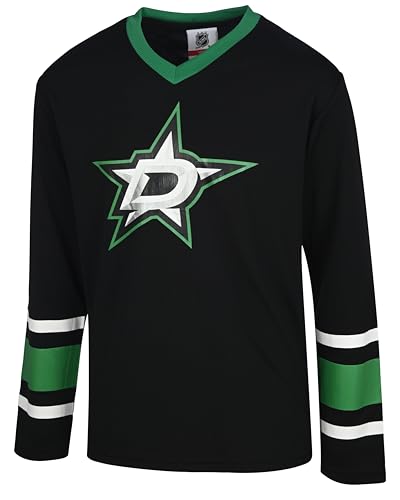 NHL Kids Youth 4-20 Official Power Play Long Sleeve Team Jersey (US, Numeric, 14, 16, Dallas Stars - Black, Dallas Stars)