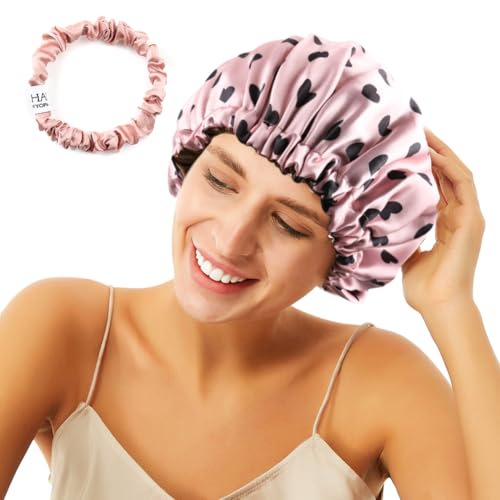 Image of Stain Bonnet Silk Sleep Cap Adjustable Satin Cap for Night Sleeping Hair Bonnet Reversible Double Layer