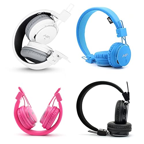 Nia Wireless Over Ear Headphones, Multifunctional Foldable Colorful Stereo Bass Bluetooth Headsets With 3.5Mm Jack/Microphone/Mp3 Player/Fm Radio On-Ear Headset For Kids/Children/Phone/Tablets, White #TOP6