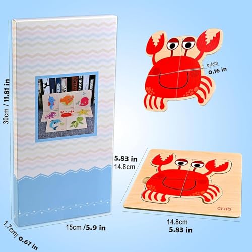 Image of 8pcs Wooden Puzzles for Toddlers 1-3, Toddler Puzzles Ages 2-4