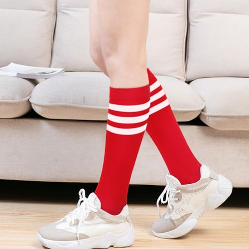 Image of DRESHOW 3 Pairs Cotton Knee High Socks for Women Solid Knit Knee Long Stocking Leg Warmer All Season Gift