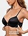 Wingslove Women's Push Up Bra T-Shirt Lightly Padded Underwire Bra Basic Comfort Everyday Plunge Bra (Black, 38DD)