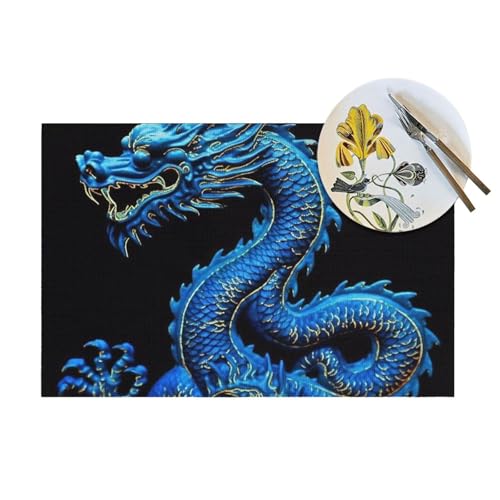 Set de table intérieur et extérieur pour repas de jardin bleu - 8