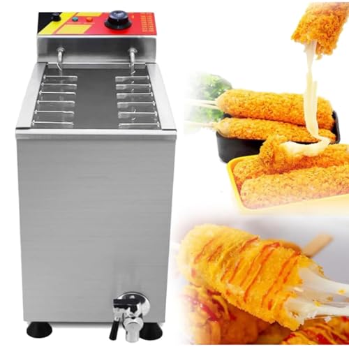 Hydravex Freidora automática para Perros de maíz, máquina para Hacer palitos de Perritos Calientes de Queso Comercial de 25 litros con Temperatura Ajustable, freidora de palitos de Perritos Calientes