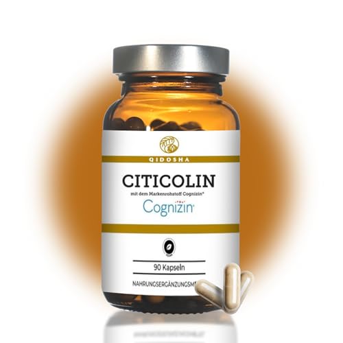 QIDOSHA® Citicolin mit dem Markenrohstoff Cognizin®, 500mg Citicolin je Kapsel, 90 Kapseln im Apothekrglas, jede Charge laborgeprüft, deutsche Fertigung