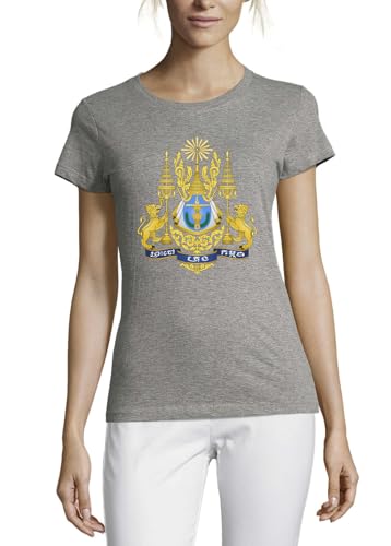 T-shirt Royal Arms of Cambodia femme fini les hauts gris sans forme