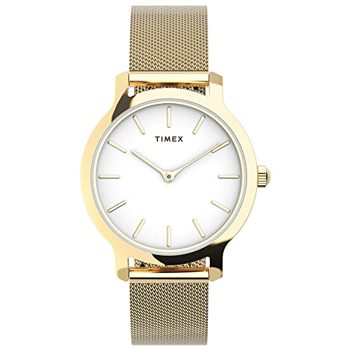 Miniatura 2 de Timex Transcend TW2U86800 - Reloj para mujer de 31 mm con brazalete de acero inoxidable en tono dorado y esfera blanca