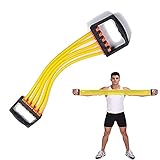 [Diseño Único]: Expansor de pecho de 5 tubos. Es fácil quitar cualquiera de los 5 cinturones blandos, por lo que puede agregar o eliminar fácilmente una cierta cantidad para ajustar diferentes aumentos de fuerza.