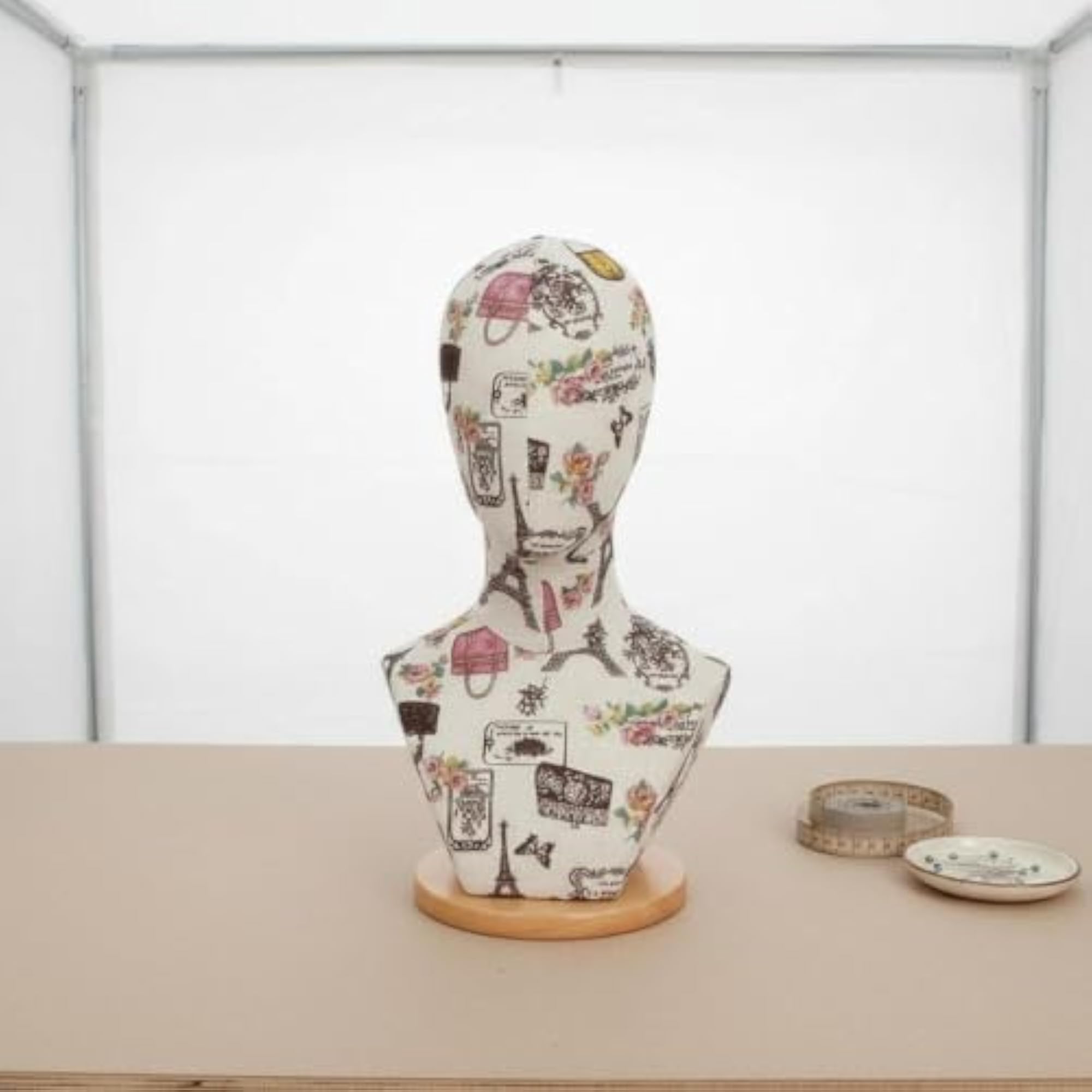 Store Display Head Model for Retail Sellers, Natural Linen