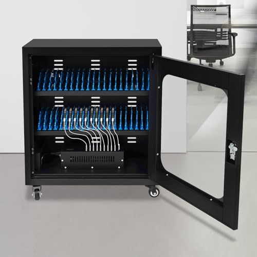 Image of 40-Device Charging Station, Charging Cabinet for Cellphones & Tablet Computers, Rechargeable Cellphone Locker Storage Charging Station, Locking Laptop Storage Box with Cable Management