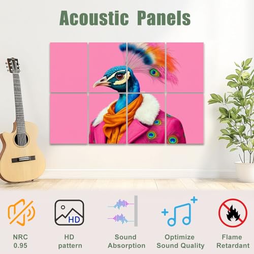 Paneles acústicos artísticos 8 piezas color rosa absorbentes de sonido 48"x32" miniatura 3