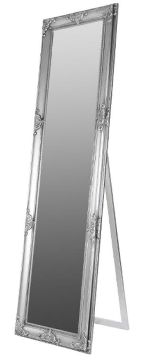 Casa Padrino Barock Standspiegel Silber 50 x H. 180 cm