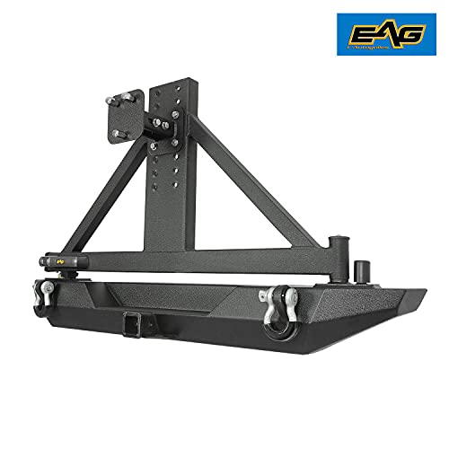 EAG Steel EZ Grip Rear Bumper with Secure Lock Tire Carrier Fit for 87-06 Wrangler TJ YJ