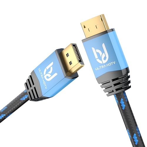 Ultra HDTV DisplayPort 1.4 kabel 3 m - DP na DP HBR3-8K przy 60 Hz, 4K przy 60 Hz/144 Hz/120 Hz, 5K przy 60 Hz, 2K przy 165 Hz/240 Hz – do gier i profesjonalnych zastosowań z obsługą DSC