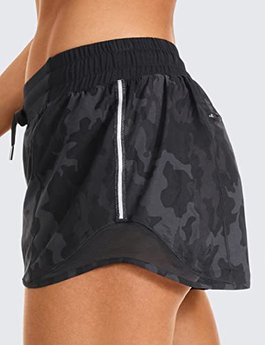 Crz Yoga Athletic Shorts For Women With Zip Pocket, 2.5" Mid Waist Mesh Liner Shorts For Running Gym Workout Camo Multi 6 Medium #TOP2