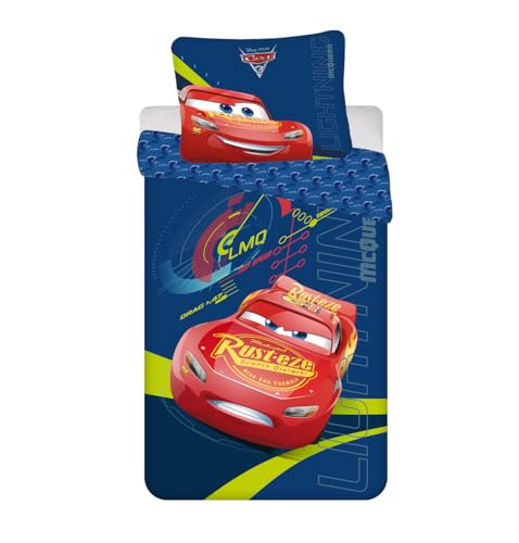 Jerry Fabrics Cars 3 Juego de Cama Funda Nórdica de 140 x 200 cm y una Funda de Almohada de 70 x 90 cm. Algodón
