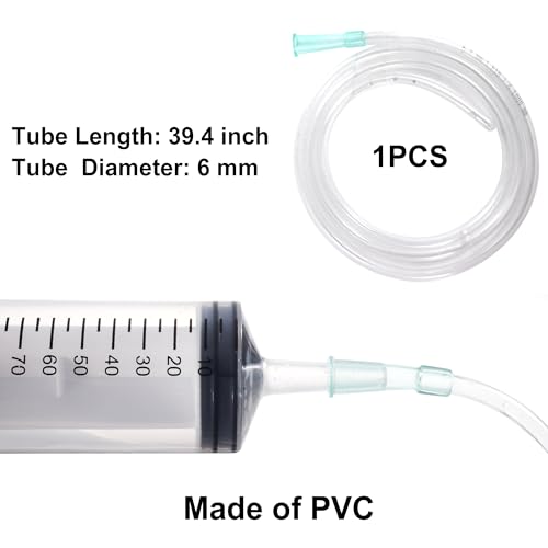 Image of 150 ML Large syringes , Plastic Garden Industrial syringes for Scientific Labs, Measuring, Watering, Refilling,Filtration Multiple Uses (150 ML Syringes + 1* Tubing)
