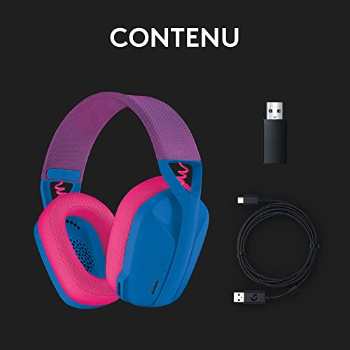 Logitech G435 LIGHTSPEED & Bluetooth sans Fil Casque Gamer, léger circum-auriculaire, Micro intégré, Batterie de 18h, Compatible avec Dolby Atmos, PC, PS4, PS5, Mobile, Nintendo Switch - Bleu