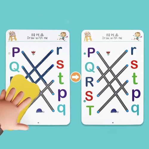 Image of RECLUSE Pen Control Training Cards for Kids - 64 Pages Reusable Writing Practice Book with Markers & Eraser | Preschool Handwriting Tracing Book for Toddlers | Early Learning Drawing & Letter Practice