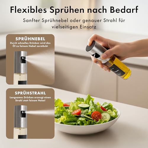 EDELHAUS Ölsprüher Edelstahl & Glas, Öl-Sprühflasche für Speiseöl & Essig – Ansicht 4