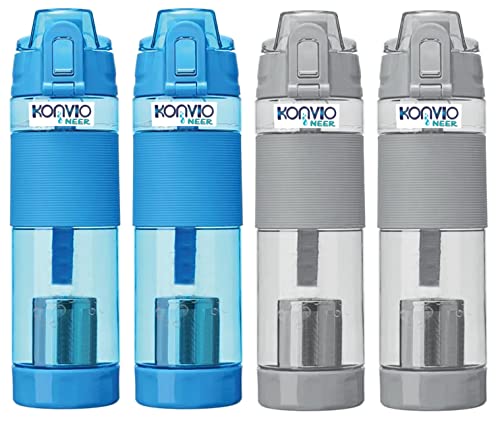 Konvio Neer Alkaline Water Bottle Which Maintains Acid-Alkaline balance, portable, lightweight & increases the pH of water to create Water Alkaline (4 Bottles)
