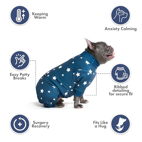 Image of Spark Paws Dog Pajama, Dog Recovery Suit Male, Onesie, Ultra-Soft and 4-Way Stretch, for Small Medium and Large Breed - Stars - S