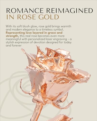 Image of Forever Rose Rose Gold Dipped Rose, Custom Laser Engraved Rose Gold Flower