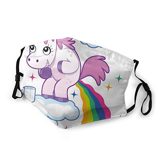 Fashion Comfortable Windproof mask,Unicorn Pooping Rainbow Over Clouds Creative Kids Girls Fairy Tale Fantasy Cartoon,Printed Facial decorations for kids S