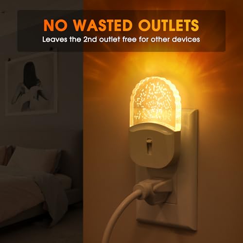 Image of DORESshop Led Night Lights Plug into Wall, 4 Packs Amber Dimmable Dusk to Dawn Night Light for Bedroom, Kids Room, Bathroom