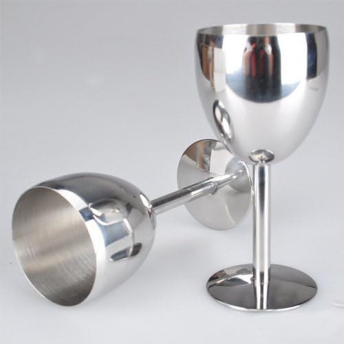 Addfun Pack of 2 pcs, Stainless Steel Goblet Red Wine Glasses,14cm Height