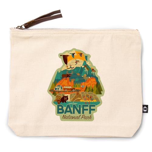 Lantern Press Banff National Park, Geometric, 100% Cotton Zipper Pouch, Travel Accessory, Go Bag
