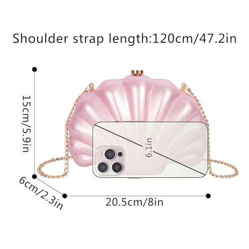 Image of Women Seashell Evening Bag Purse Mermaid Chain Strap Clutch Handbag Shoulder Bag | Seashell