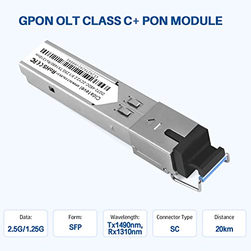 Clda1Evel 2.5G/1.25G Sfp Transceiver,Gpon Olt Class C+ Pon Module,Sfp Single Mode Sc Module,Tx1490/Rx1310Nm Smf,Compatible With Huawei,Cisco,Microtik #TOP1