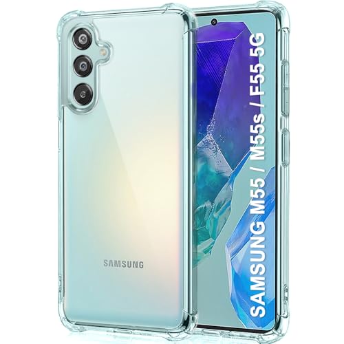 Image of TheGiftKart Transparent Crystal Clear Back Cover Case for Samsung Galaxy M55 / M55s / F55 5G | Shockproof Soft TPU Case | Cushioned Edges for Ultimate Protection Back Cover Case (TPU, Transparent)