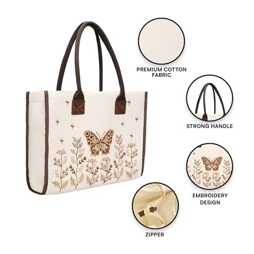 Image of Customized Hand Bag for Woman | Shoulder Bag for Ladies | Embroidered Canvas Personalized Handbag with Custom Name for College Girls for Office, Daily Use, Beach, Shopping | • Easy to Carry