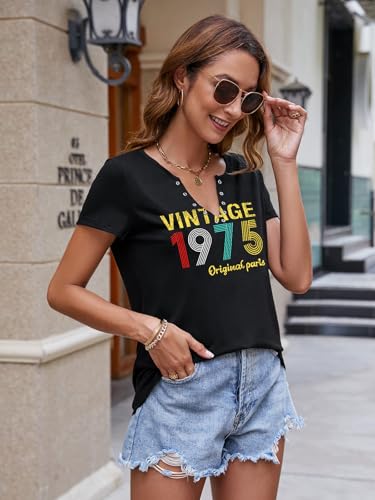 50th Birthday Gifts for Women Vintage 1975 T Shirts for Women Retro Birthday Party Top Casual Short Sleeve Tee Tops3