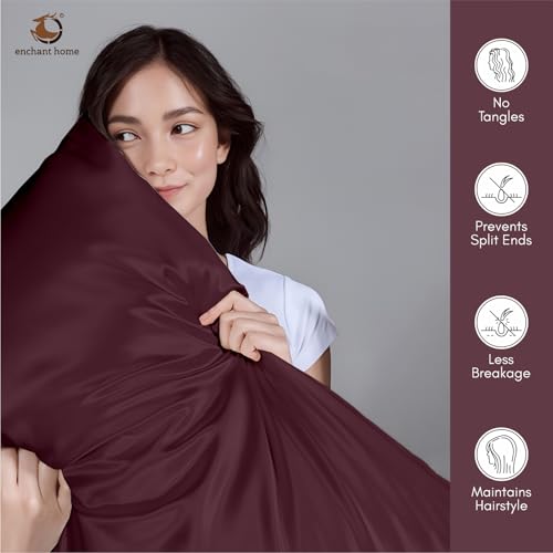 Image of 300 TC Art Silk Satin Pillow Cover Set | Durable Satin Pillow Cover with Envelope Closure | Luxury Satin Pillow Covers | Cozy Satin Pillow Covers (2, Velvet)