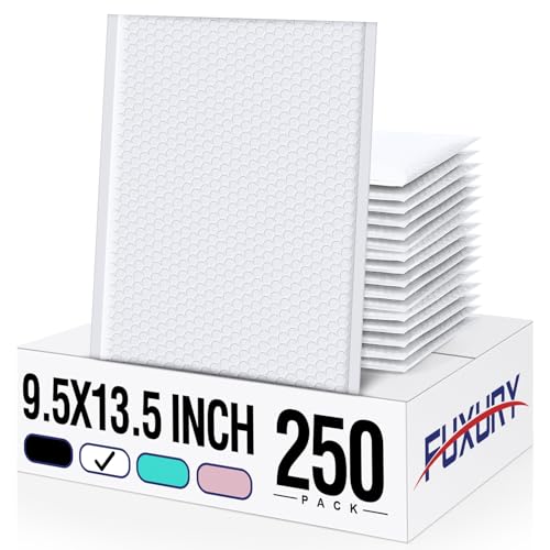 Image of Fuxury Bubble Mailers Bulk 9.5x14.5 inch 250 Pack White Large Padded Envelope | Usable Size 9.5x13.5 inch Self Seal Bubble Envelopes Padded Mailers Shipping Bags for Mailing book Shirt Small Business #4
