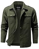 CTFASHION Camouflage Jacket for Men Jackets Spring And Fall Winter Casual Thicken Multi-Pocket Field Outwear Fleece Cargo Coat Army Green XL