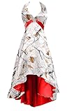 WDBFY Halter High Low Camo Bridesmaid Dress Camouflage Homecoming Dresses Formal Wedding Guest Prom Dresses Style1-Snowfall+Red-22