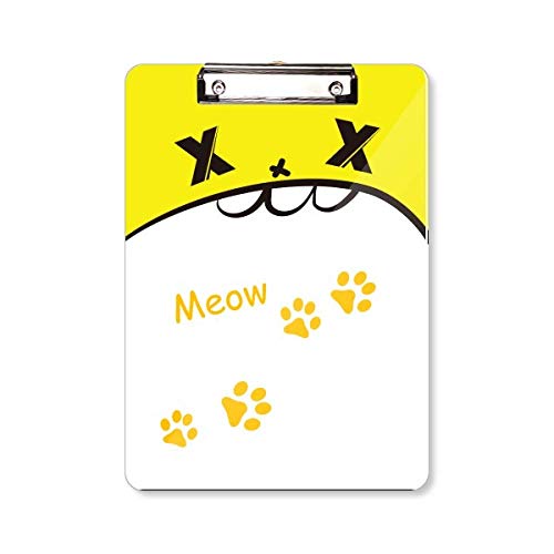 Porte-bloc chat jaune A4 rigide avec motifs empreintes mignonnes