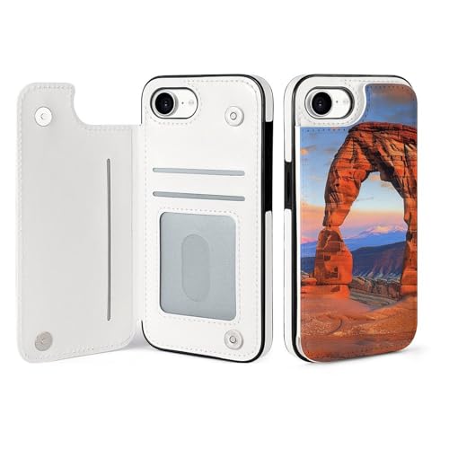 Étui portefeuille iPhone 16 E avec fentes cartes motif Arches