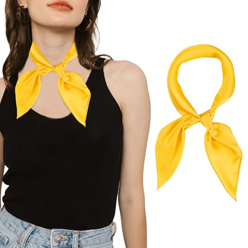 HBselect Chiffon Scarf Square Neck Head Scarf Satin Ribbon Scarf Handkerchief for Women Girls Retro Costume 27.5