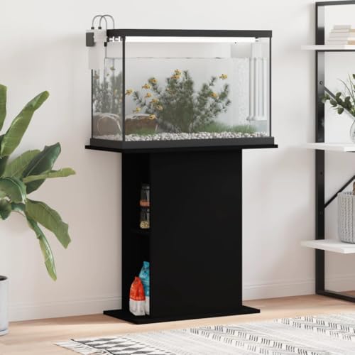 Rantry Aquariumständer Aquarium Unterschrank Aquarien Schrank, Aquarium Tisch mit Stabiler Oberplatte, Aquariumschrank für Sicheren Stand Schwarz 75x36x72,5 cm Holzwerkstoff