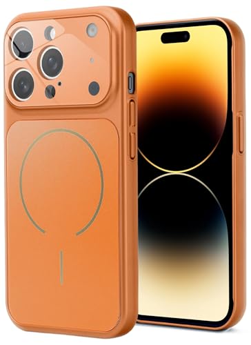 Image of SHINESTAR Premium Luxury Case Compatible with iPhone 14 Pro Max | Protective Back Cover with Camera Lens Safety | Wireless Charging Support | Slim Fit Durable Design | Enhanced Grip Protection Orange