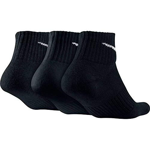 image for NIKE Unisex Performance Cushion Quarter Training Socks (3 Pairs), Blac