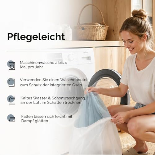 MRTREES Ösen Gardinen Transparent 2er Set,H225 x B140 cm,Dunkelblau – Ansicht 9