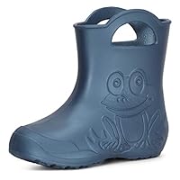 Ladeheid Children's Girl's Boy's EVA Wellington Boots Rain Shoes LA-CA-01 (Metallic Blue-2, 2/2.5 UK)