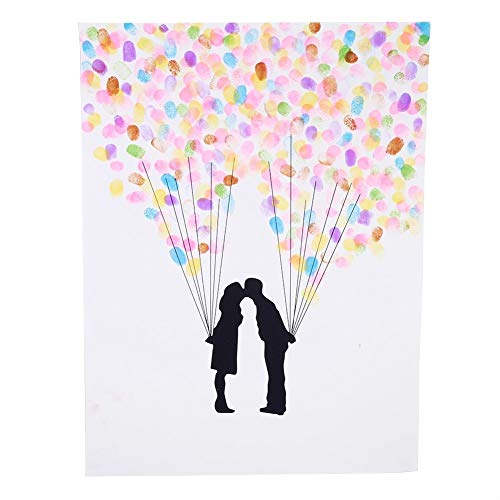 MAGT Árbol de Huellas Dactilares, Arbol de Firmas de Lienzo 6 Colores Boda Libro de Visitas para Aniversario de Boda