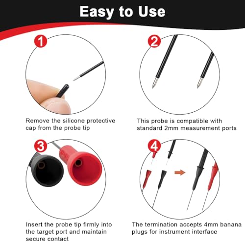 Image of STHIRA Automotive Test Probe Needles, 2Pcs Red & Black 0.2mm Signal Testing Pins for Car Electrical Diagnostics, 600V /10A Non-Destructive Insulation Wire Piercing Needle, Multimeter Circuit Probes